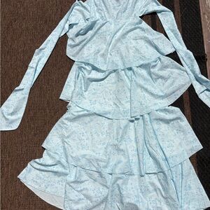 Light Blue Floral Women's Dress